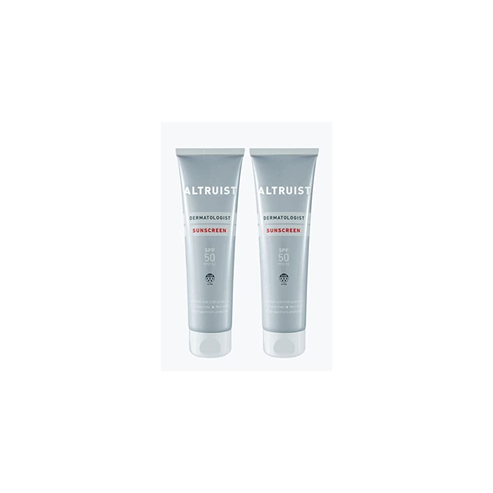 ALTRUIST. Dermatologist Sunscreen SPF 50 – Superior 5-star UVA protection by Dr Andrew Birnie, suitable for sensitive skin - one pack with 2 tubes ,