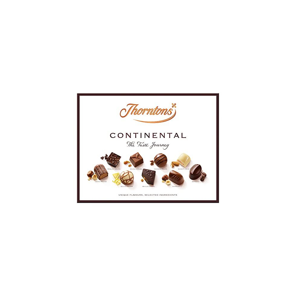 Continental Chocolate Gift, Perfect for Sharing, Gifts for Women and Men, Unique Flavours Milk, White, Dark Chocolate, 264g