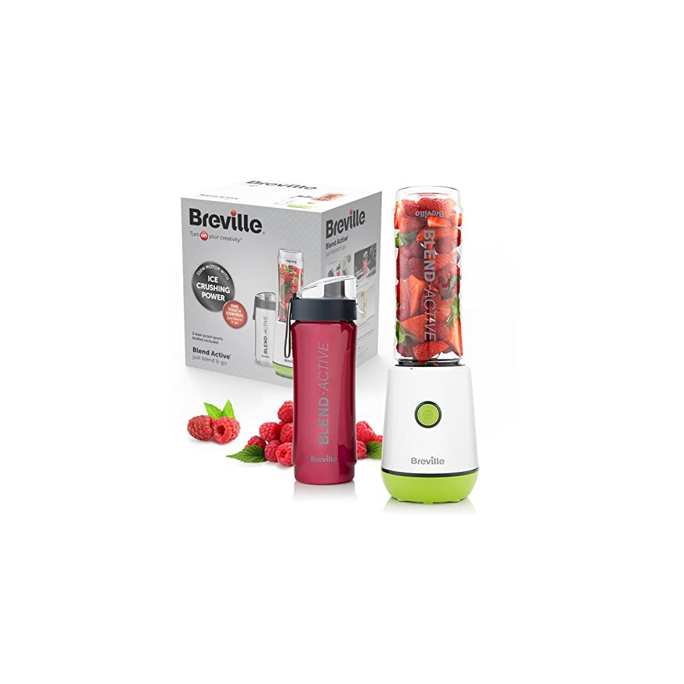 Blend Active Personal Blender & Smoothie Maker | 350W | 2 Portable Blend Active Bottles (600ml) | Leak Proof Lids | White & Green [VBL246]-image-OPC-PCRFKY7-NEW