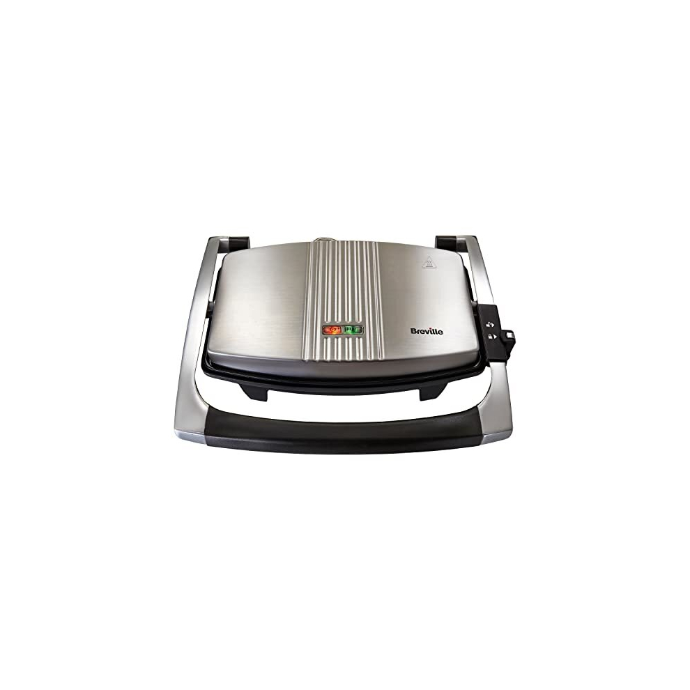 Breville Sandwich/Panini Press & Toastie Maker | 3-Slice | Non-Stick-Coated Aluminium Plates | Stainless Steel [Vst025]