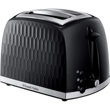 26061 2 Slice Toaster - Contemporary Honeycomb Design with Extra Wide Slots and High Lift Feature, Black