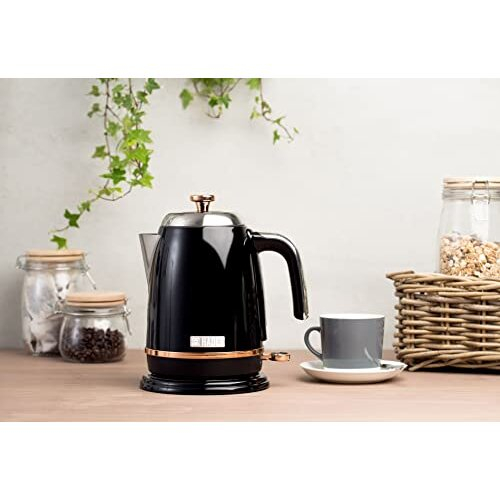 Black Kettle Electric Energy Efficient Kettle Boil Dry Protection 3000W Fast Boil