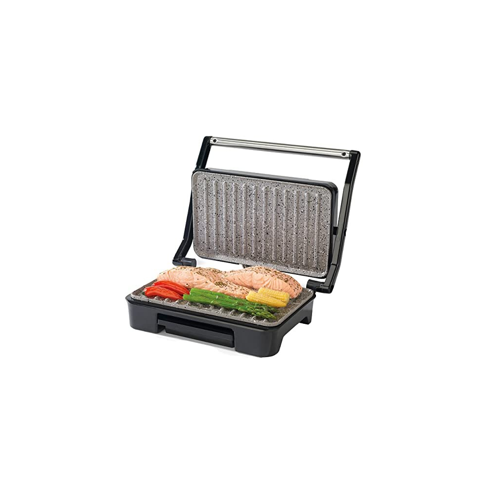 EK2009 Marblestone Electric Health Grill & Panini Press - Non-Stick Plates, Multifunctional Healthy Cooking For Toasted Sandwiches, Kebabs, Steak,