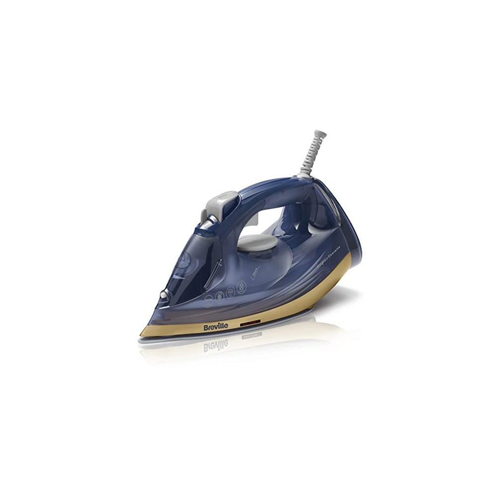 SuperSteam Steam Iron | 2600W | Ceramic Soleplate | 190g Steam Shot | 300ml Water Tank | Navy and Polished Brass [VIN413]