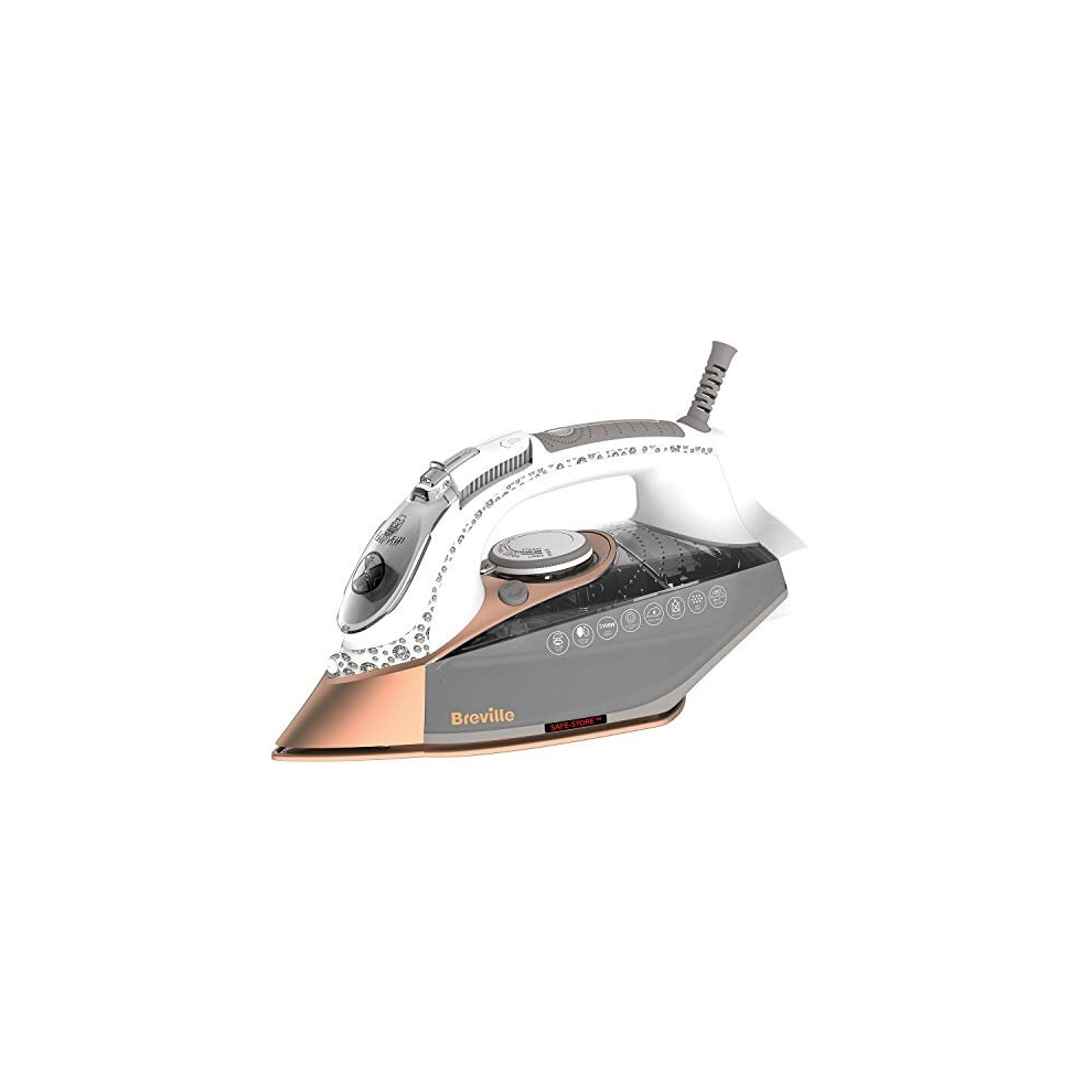 DiamondXpress Steam Iron | 3100 W | 200G Steam Shot | Multi-Directional Diamond Ceramic Soleplate | 400 ml Easy-Fill Water Tank White & Rose Gold |