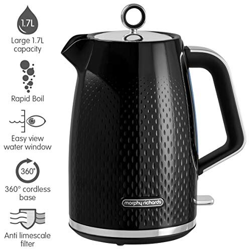 Morphy Richards Verve Black Jug Kettle - 1.7L - Rapid Boil - Limescale Filter - Plastic - 103010 1