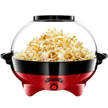 Popcorn Machine Round | Popcorn Maker | 5 Litre Capacity | 800W | Air Popcorn Popper with Non-Stick Coating | Add Your Own Flavouring | Fast & Quiet