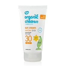 Organic Children Scent Free Sun Cream SPF30 150ml | Natural, Organic Sunscreen for Kids | Eczema Friendly, Sensitive Skin, Prickly Heat | Easy to