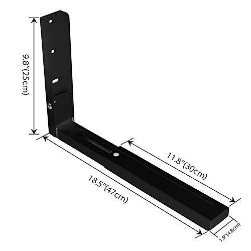 Microwave Wall Mount Brackets, Foldable Arm Adjustable Extensible Wall Hanging Microwave Brackets Oven Stand Shelf Rack Load 100 lb (Black) 1