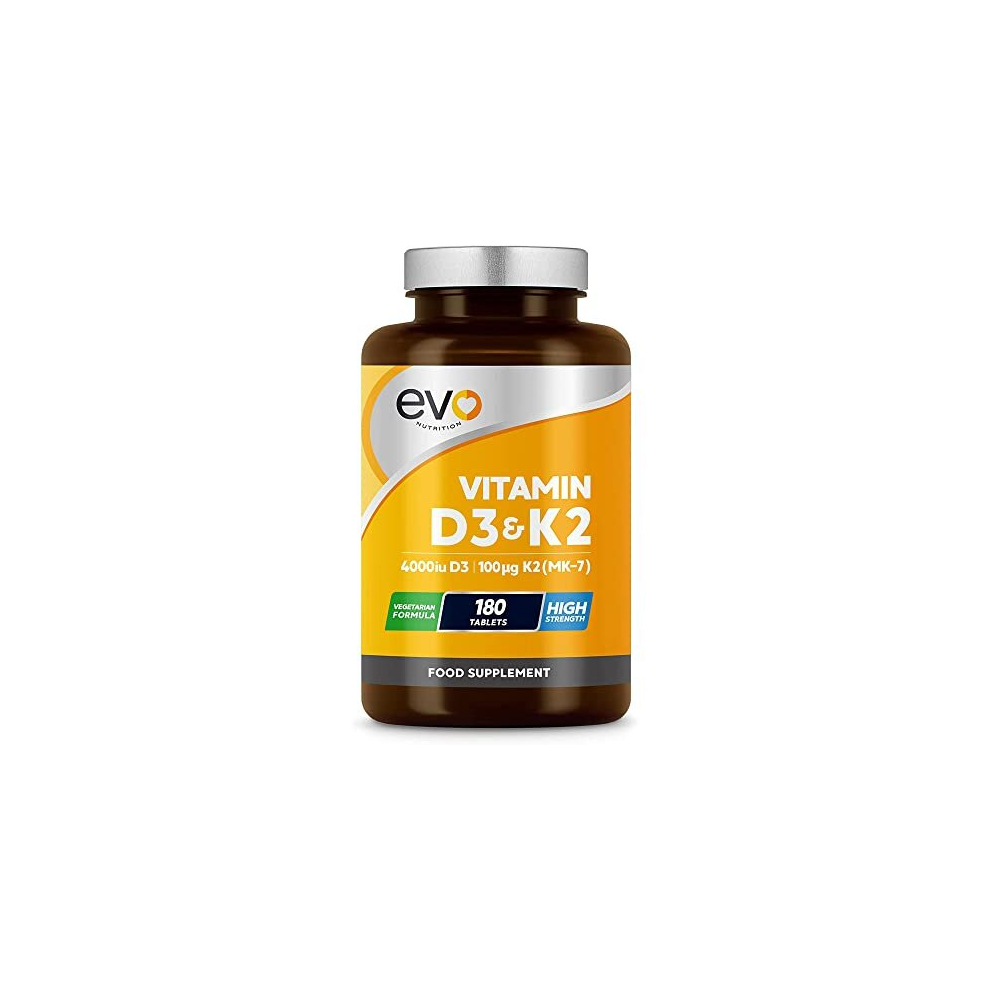 Vitamin D3 4000iu & Vitamin K2 100ug (MK7) |180 Vitamin D3 K2 Vegetarian Tablets | 1-A-Day | 6 Month Supply | High Strength D3 and K2 Vitamin |