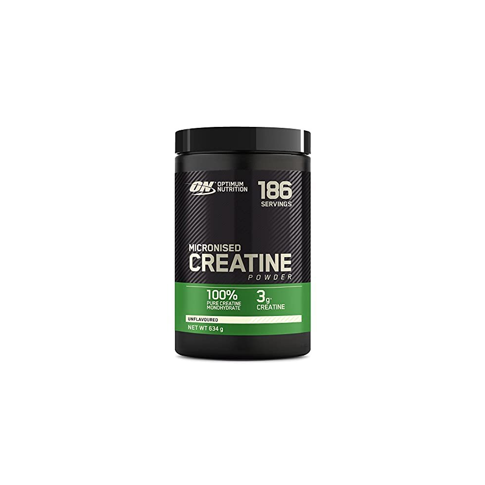 Optimum Nutrition Micronised Creatine Powder, 100% Pure Creatine Monohydrate Powder For Performance And Muscle Power, Unflavoured Shake, 186 Servings, 634 G