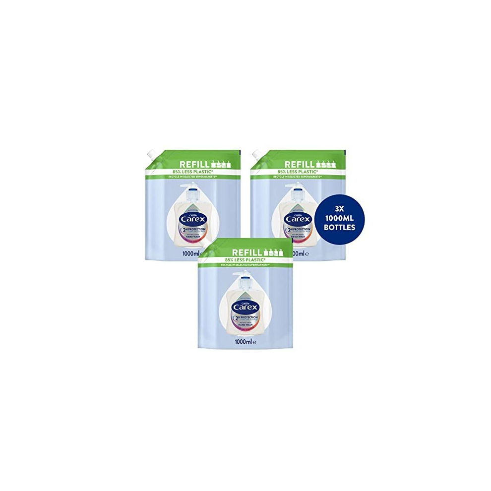 2 Hour Protection Antibacterial Moisture Hand Wash Refills, Liquid Hand Soap Eco Refill for Homes & Businesses, Caring Hand Wash, Bulk Buy, Pack of 3