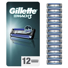 Mach3 Razor Blades Men, Pack of 12 Razor Blade Refills with Precision Trimmer, Packaging May Vary