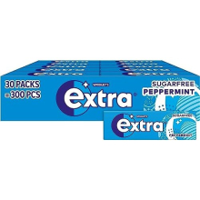 Wrigley's Extra Sugar-free Chewing Gum Refreshing Peppermint Flavour Freshens Breath With Xylitol Helps with Oral Hygiene for Healthy Teeth & Gums