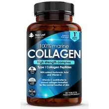 Pure Marine Collagen Type I 1470mg - Hydrolysed Peptides with Hyaluronic Acid & Vitamin C, High-Strength 60 Tablets