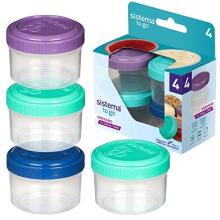 Dressing Pots To Go Food Container Sauce Pots With Lids 35 Ml Bpa-Free Blue, Green, Pink & Purple Lids Recyclable With Terracycle 4 Count