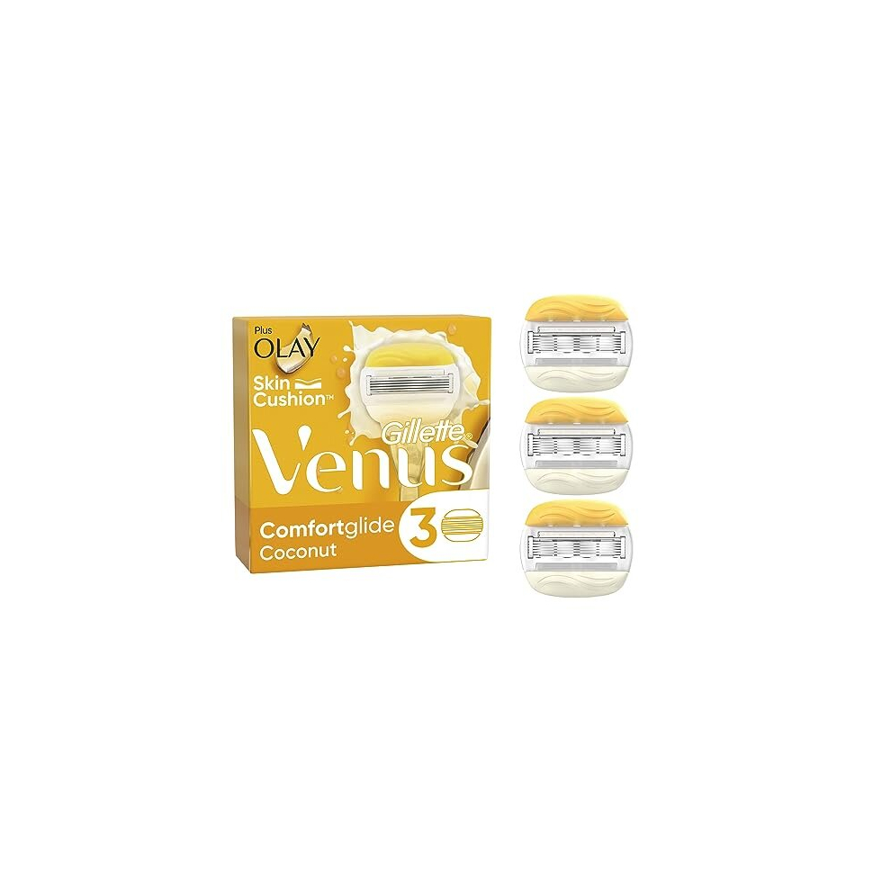 ComfortGlide Coconut Razor Blades Women, Pack of 3 Razor Blade Refills with 2 Flexible Gel Bars with a Touch of Olay Moisture 