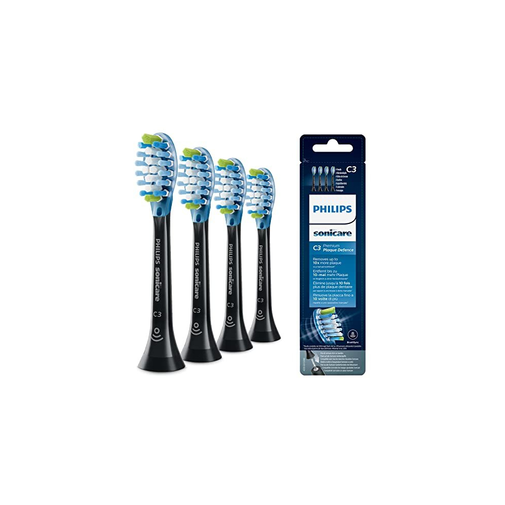 Philips Black Sonicare Original C3 Premium Plaque Defence Standard Sonic Toothbrush Heads - 4 Pack In (Model Hx9044/33)