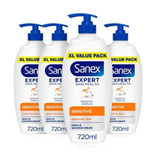 Expert Skin Health Sensitive Shower Gel, gently cleanses, skin-friendly fragrance, soothes sensitive skin, prebiotic & postbiotic complex,