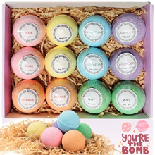 Bath Bombs Gift Set, TTRwin 12 Fizzy Bubble Bath Bath Bombs, Organic Natural Vegan Spa Bath Bomb Kit with Different Organic Essential Oils,Birthday