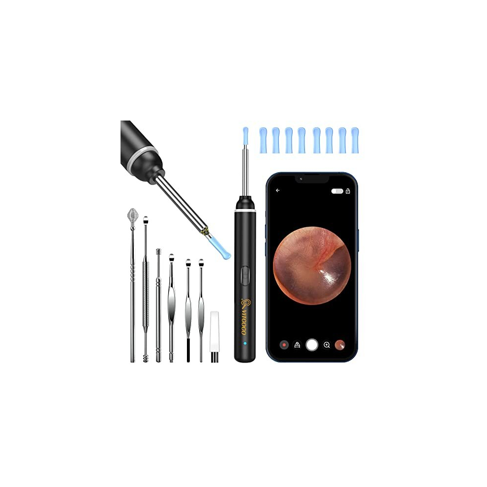 Ear Wax Removal Kit Ear Camera 1920P HD Ear Wax Removal Tool Ear Cleaner Otoscope with 6 LED Lights, 3mm Visual Ear Scope for iPhone iPad Android