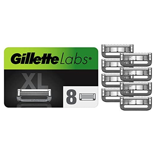 Gillette Labs with Exfoliating Bar and Heated Razor Blades, 8 Refills