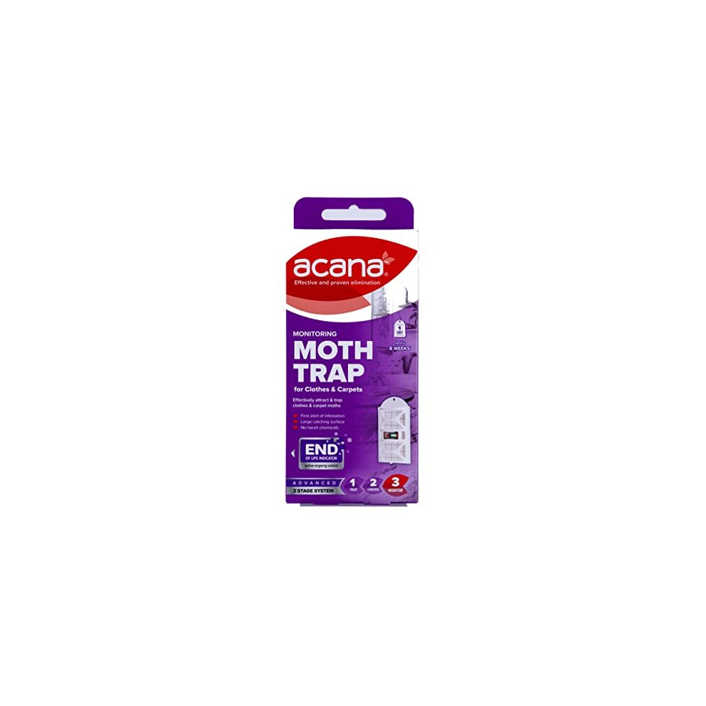 Acana Monitoring Moth Trap - Ideal For Protecting Clothes, Carpets & Soft Furnishings - Home & Surfaces - Traps Moths, Pheromone Technology - Harsh Chemical