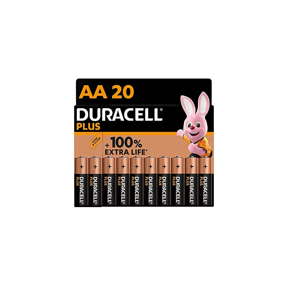 Plus AA Batteries (20 Pack) - Alkaline 1.5V - Up To 100% Extra Life - Reliability For Everyday Devices - 0% Plastic Packaging - 10 Year Storage - LR6