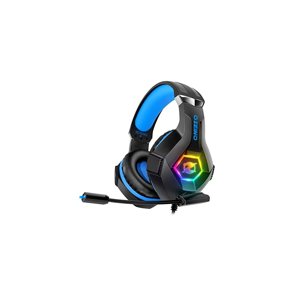 Ozeino Gaming Headset Stereo Surround Sound Gaming Headphones With Breathing Rgb & Adjustable Mic For Ps4 Ps5 Pc Xbox One Laptop Mac Light