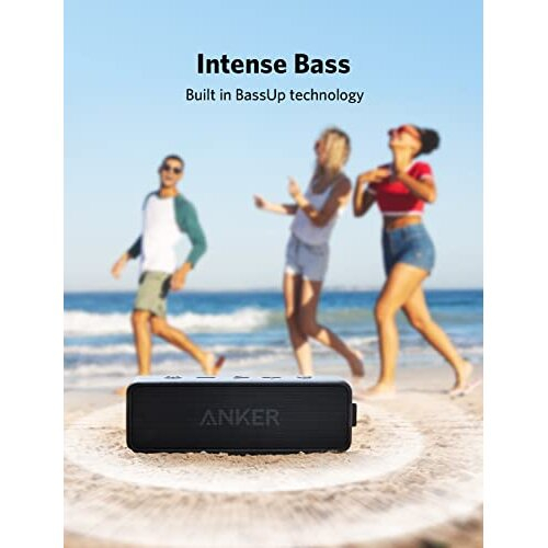 Anker Soundcore 2 Portable Bluetooth Speaker with 12W Stereo Sound, BassUp, IPX7 Waterproof, 24-Hour Playtime, Wireless Stereo Pairing, Speaker for Home, 1