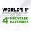 Energizer Rechargeable Battery AAA, Recharge Power Plus, 4 Pack 4