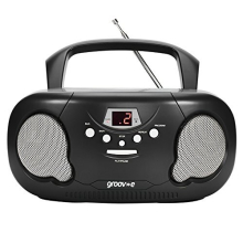 GVPS733BK Portable CD Player Boombox with AM/FM Radio, 3.5mm AUX Input, Headphone Jack, LED Display - Black, 21.0 cm*23.0 cm*10.0 cm