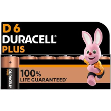 Duracell Plus D Batteries (6-Pack) - Alkaline 1.5V LR20 (D Cells) - 100% Life Guaranteed - Reliable Power for Everyday Devices - 10-Year Shelf Life