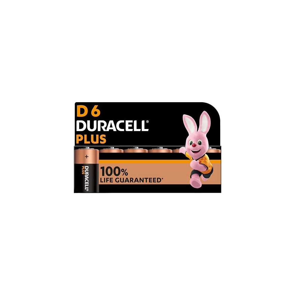 Plus D Batteries (6 Pack) - Alkaline 1.5V - 100% Life Guarenteed - Reliability For Everyday Devices - 0% Plastic Packaging - 10 Year Storage - LR20