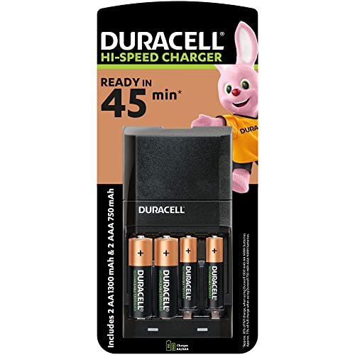 45 minutes Battery Charger with 2 AA and 2 AAA