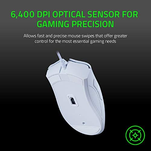 Razer DeathAdder Essential (2021) - Wired Gaming Mouse (Optical Sensor, 6400 DPI, 5 Programmable Buttons, Ergonomic Form Factor) White 1
