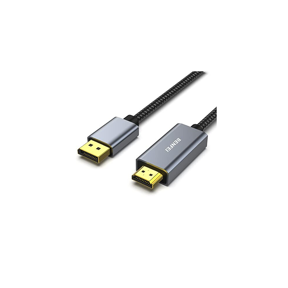 DisplayPort to HDMI 1.8 Meter Cable, Aluminum Alloy Shell&Nylon Cable, Uni-Directional DP to HDMI, Compatible with HP, ThinkPad, AMD, NVIDIA, Desktop