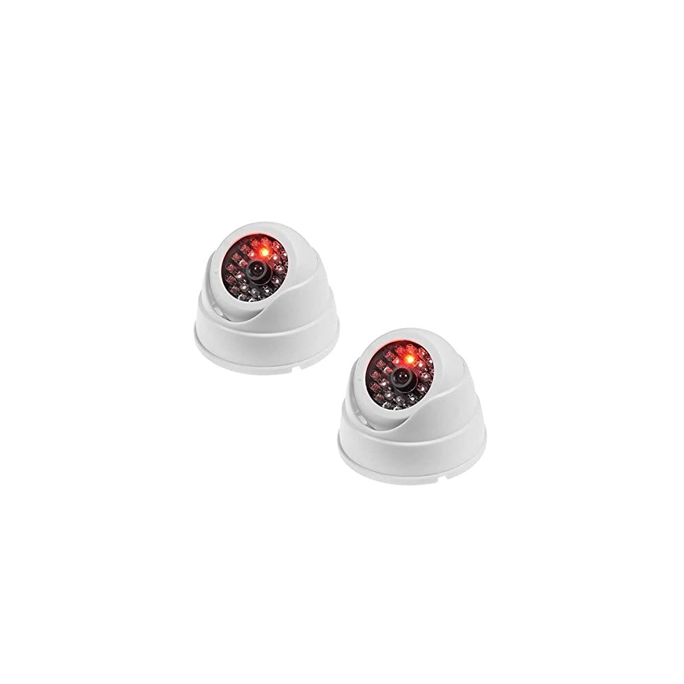 2 Dummy Fake Surveillance Security CCTV Dome Camera With LED Blinking Real imitation for Home Security, White