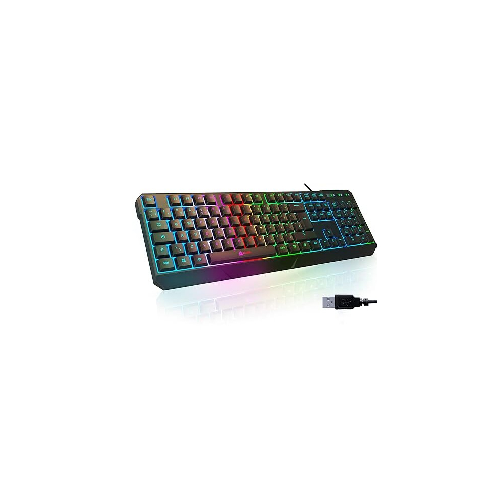 Chroma Gaming Keyboard Wired USB - NEW 2023 - Durable Ergonomic Waterproof Silent Keyboard - 2 ms Response Time - Backlit Keyboard for PC Mac PS4 PS5-image-OPC-PCRFVY2-NEW