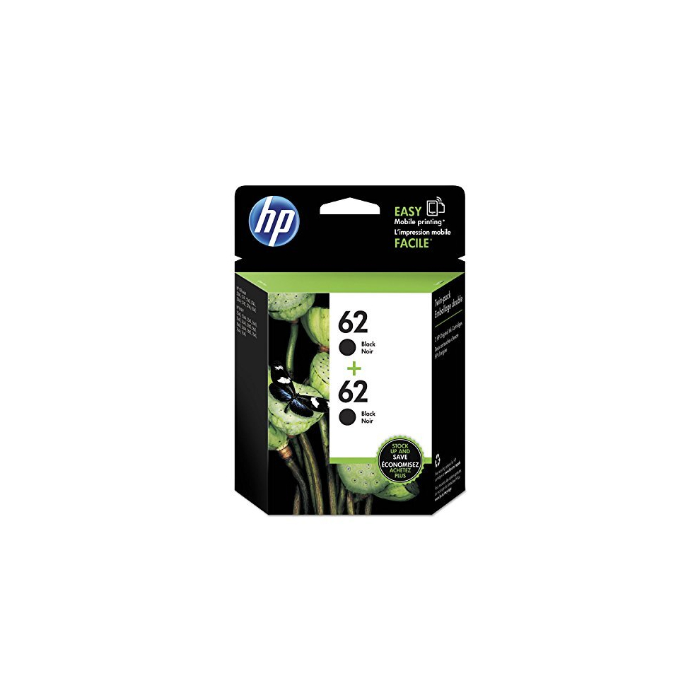 62 | 2 Ink Cartridges | Black | Works ENVY 5500 Series, 5600 Series, 7600 Series, OfficeJet 200, 250, 258, 5700 Series, 8040 | C2P04AN