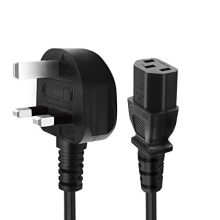 UK 3 Prong 5FT Kettle Lead IEC C13 Universal AC Power Cord Compatible with Personal Computer, PC Monitor, Plasma TV, Printer Power Supply Replacement