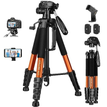 Camera Tripod for Canon Nikon, 74" Lightweight DSLR Tripod Camera Stand with Detachable Head and Universal Phone Mount, Reinforced Aluminum Tall