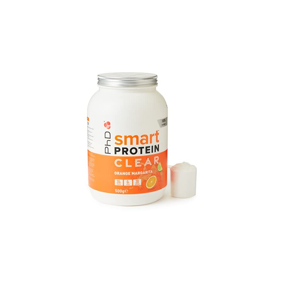 Smart Protein Clear, Sugar-Free and Low Calorie, Orange Margarita Flavour, 20 g Protein per Serving (20 Servings per 500 g Bottle)