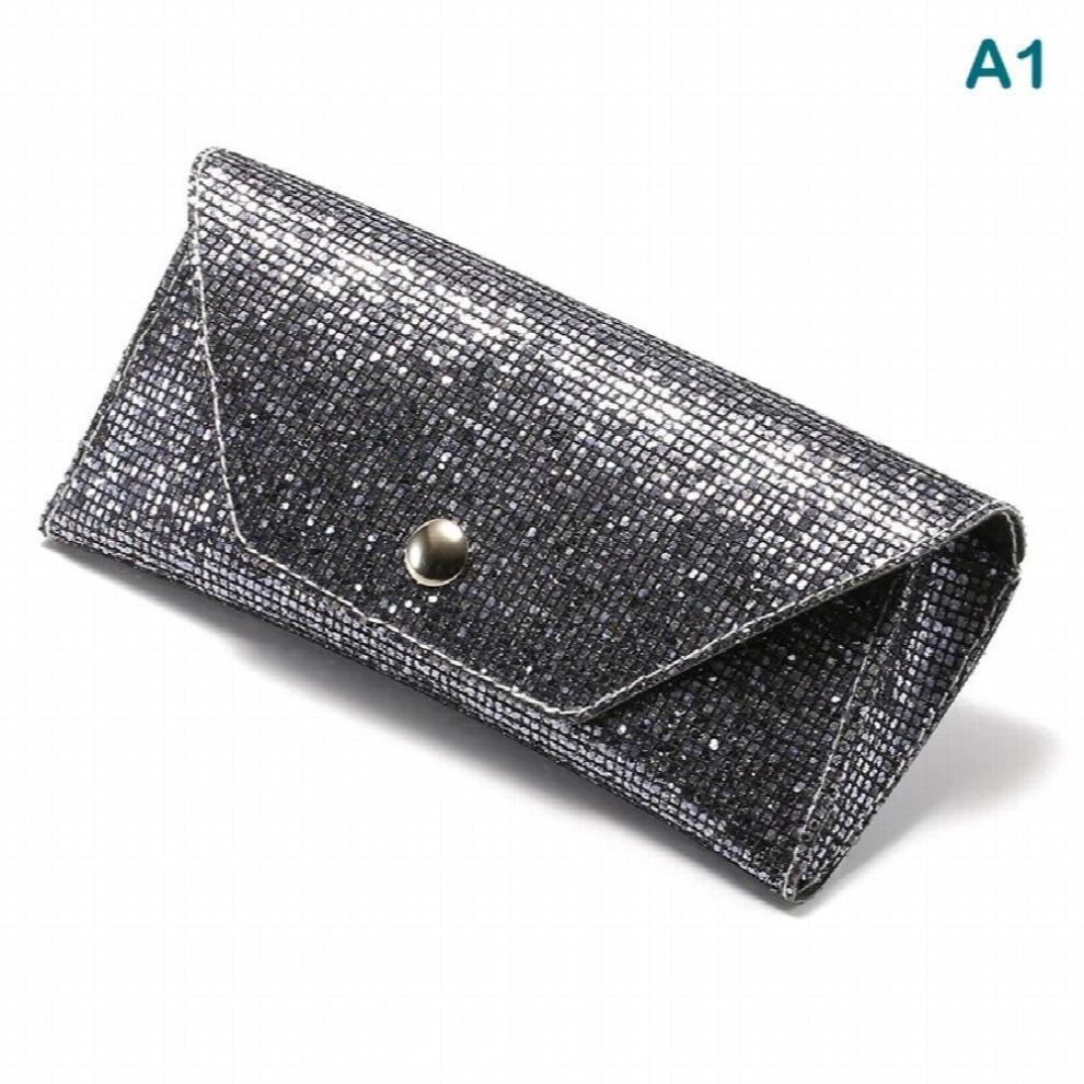 Retro Soft Sequins Leather Sunglasses Case Portable Unisex Leather Sunglasses Bling Box Protective Sequins Glasses Box