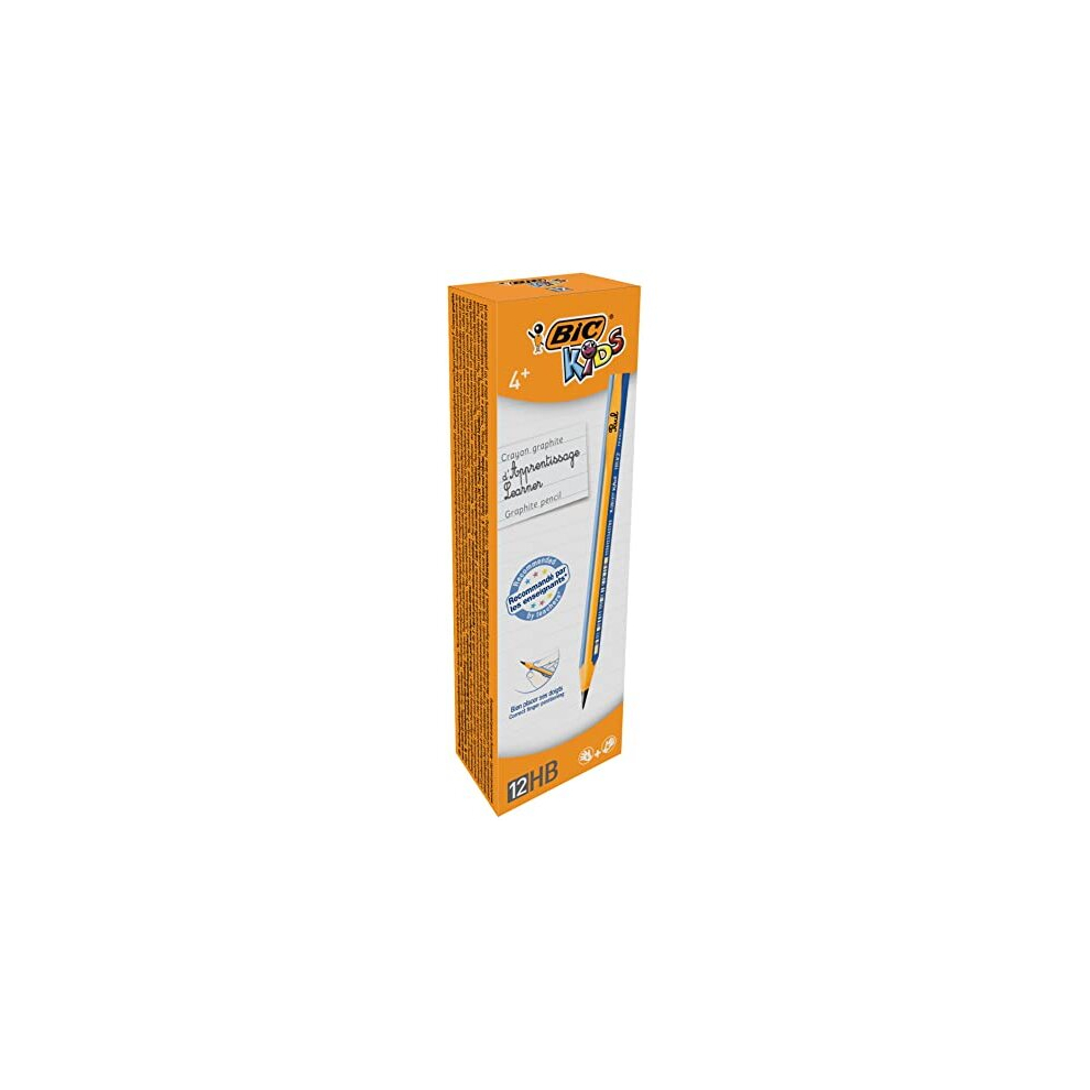 Bic Kids Jumbo Triangular Learner Pencils With Barrels, Extra Large Hb Graphite Pencils, Pack Of 12 Blue