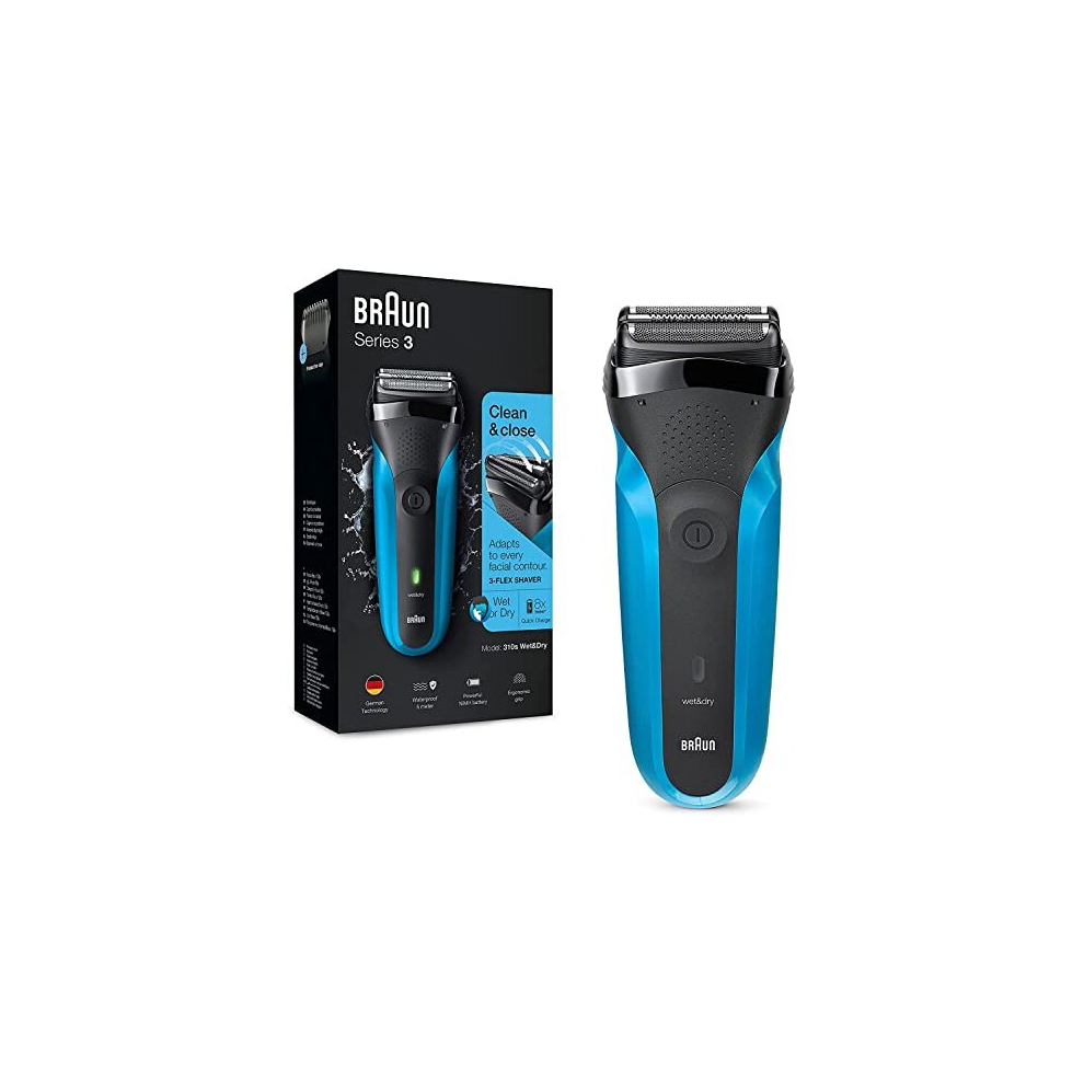 Series 3 Electric Shaver For Men, Wet & Dry, UK 2 Pin Plug, 310, Black/Blue Razor Rated Which? Great Value