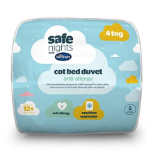 Safe Nights Cot Bed Duvet 4 Tog – Anti Allergy Lightweight Soft Snug Nursery Quilt for Children, Kids, Toddlers – Hypoallergenic and Machine