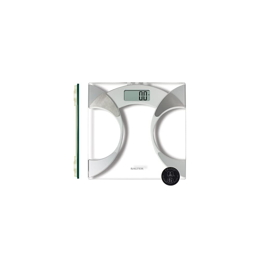 9141 WH3R Analyser Bathroom Weighing Scales, Digital Scale For Body Weight, Body Fat/Water, BMI, Ultra Slim Glass Platform, 4 User Memory, Carpet Feet