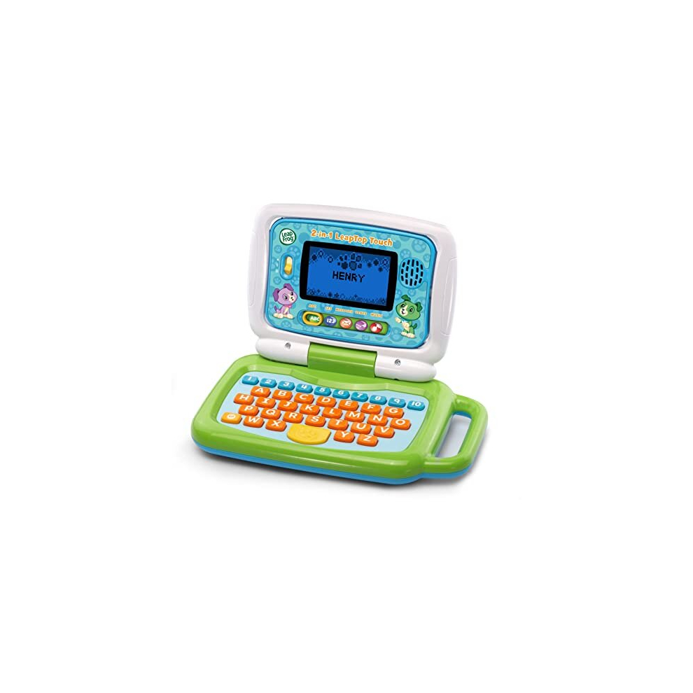 Vtech Leapfrog 2 In 1 Leaptop Touch Laptop, Learning Tablet For Kids With 10 Modes Of Play, With Letters, Numbers, Vocabulary And Animals, Toy Laptop Green