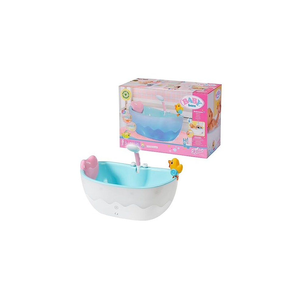 Bath Bathtub 832691 - Accessories for 36cm & 43cm Dolls with Light/Sound Effects For Toddlers - Includes Pillow & Squirting Duck - Batteries Required